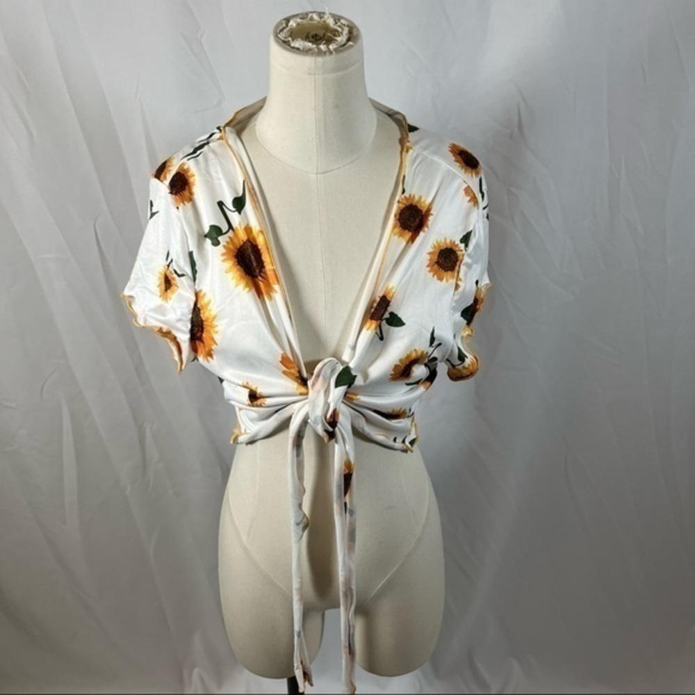 Shein Sunflower Tie Top